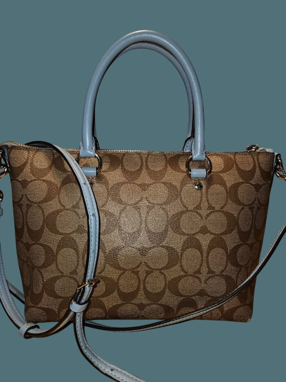 Coach Mini Emma Monogram Signature Canvas Top Handle Satchel Crossbody Bag - Picture 3 of 16